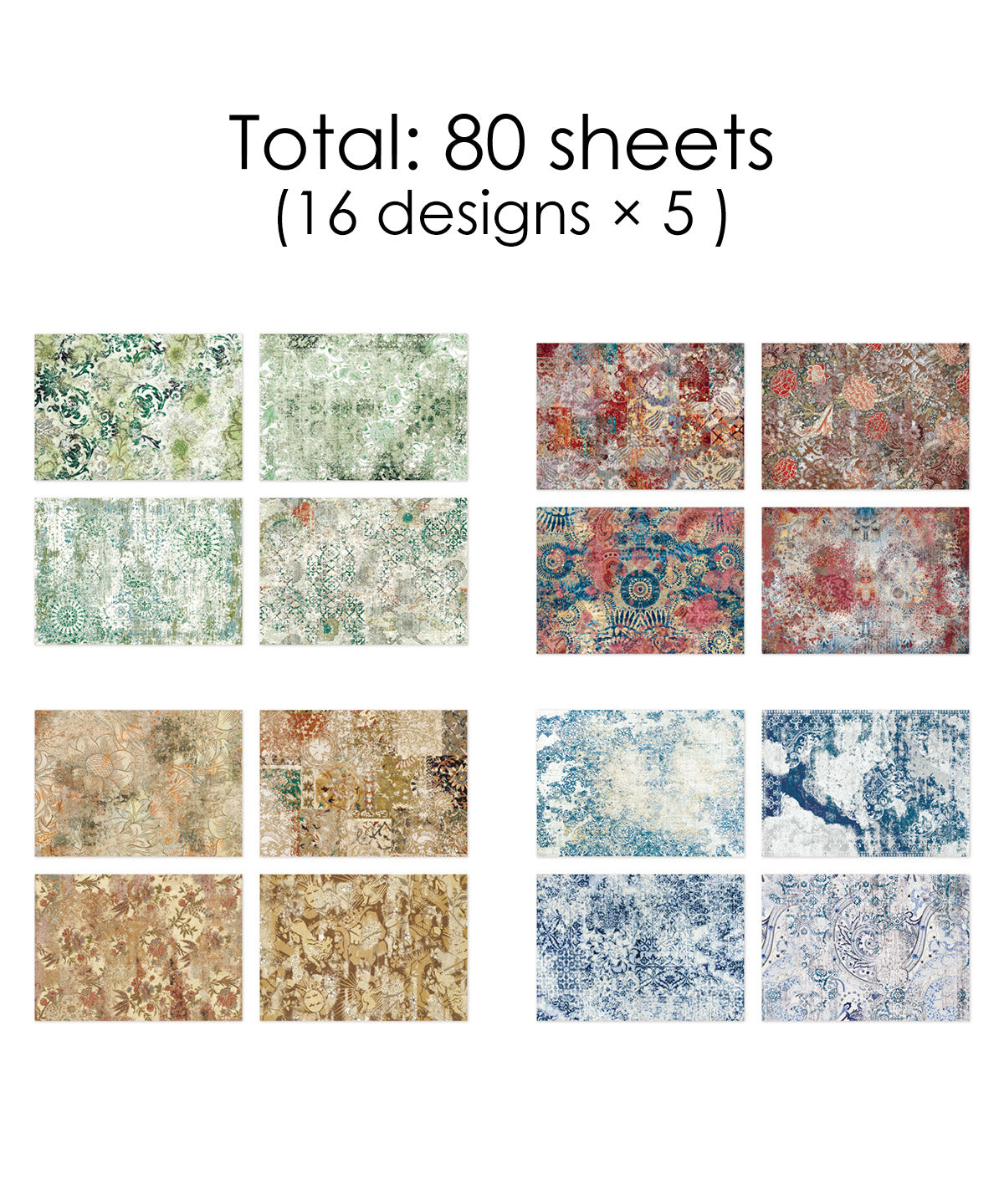 80 Sheets Big Size Mist Scroll Material Paper Set