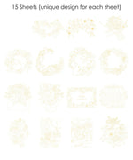Overview of 15 Sheets 140LB Autumn-Themed Watercolor Coloring Book showing unique light beige fall designs for each sheet