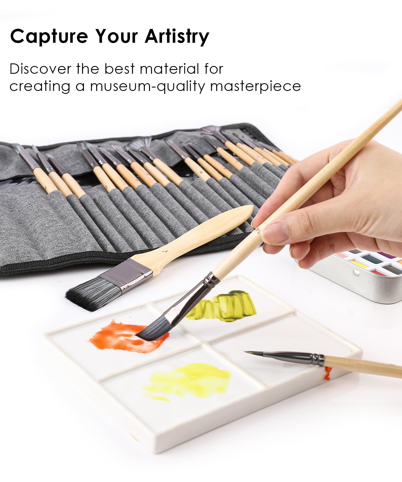 24 Pcs Professional Paint Brush Set, Acrylic Paint Brushes With