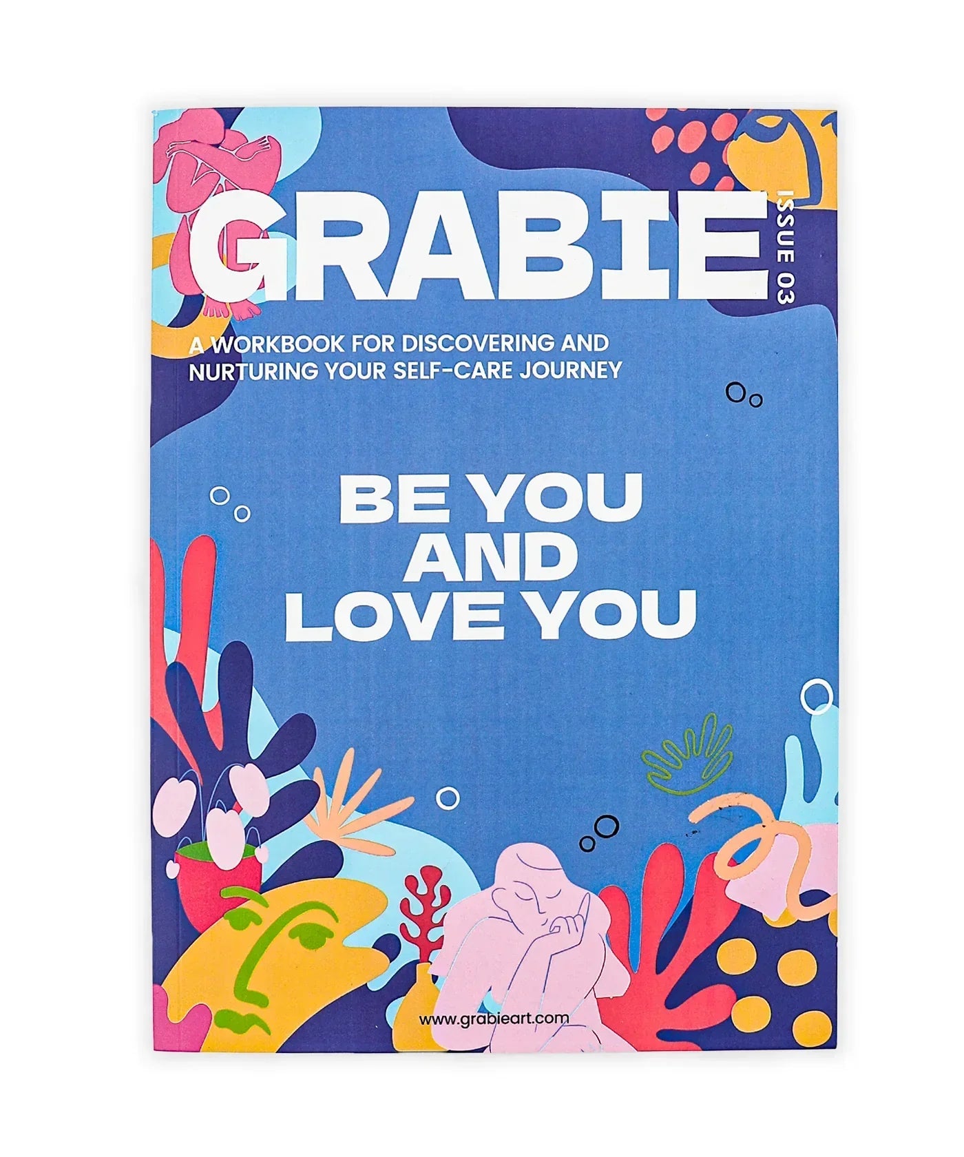 Be You And Love You 28-day Workbook cover with colorful abstract art and text promoting self-care journey and discovery.