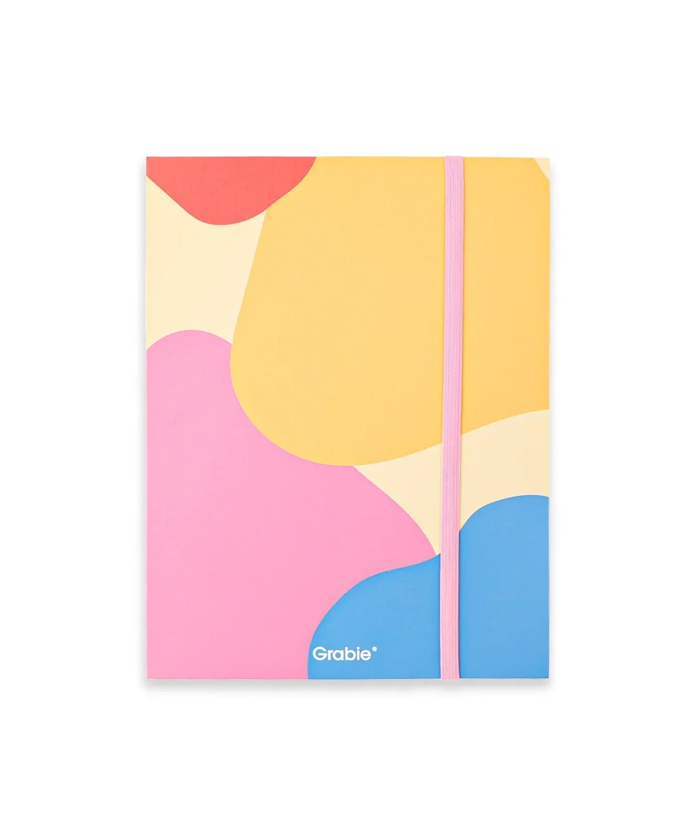 Grabie Sort It Out Accordion File Folder with colorful abstract design and pink elastic band closure