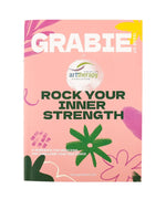 Grabie x AATA Rock Your Inner Strength 4-Week Workbook cover with floral art therapy design on pink background