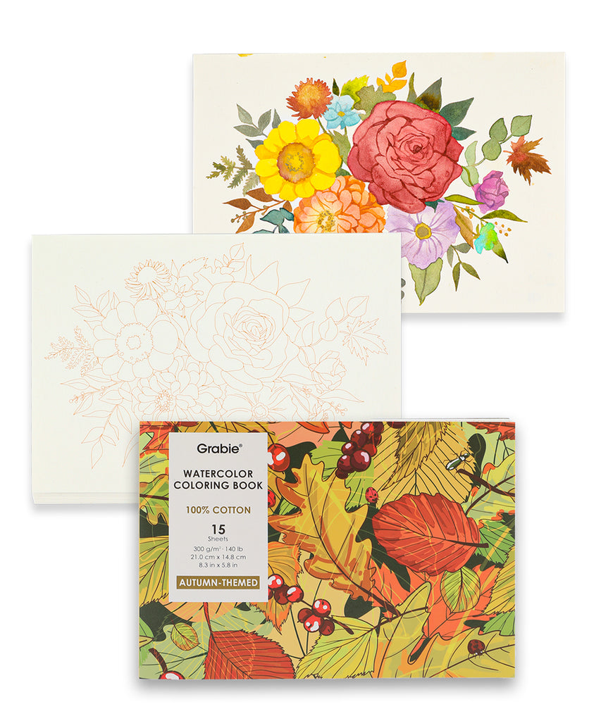 15 Sheets 140LB Watercolor Coloring Book - Grabie®