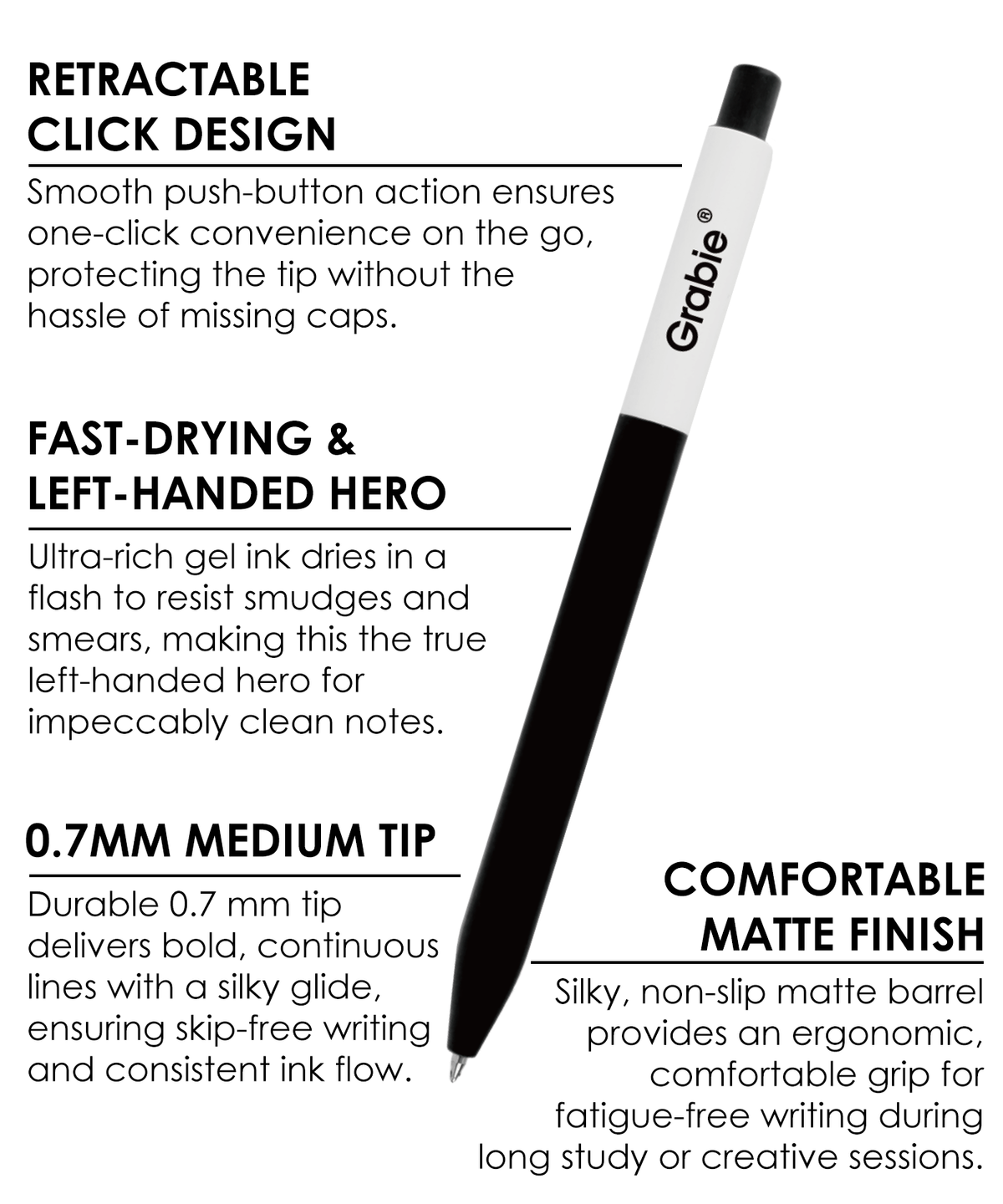 Retractable Gel Ink Pen Set