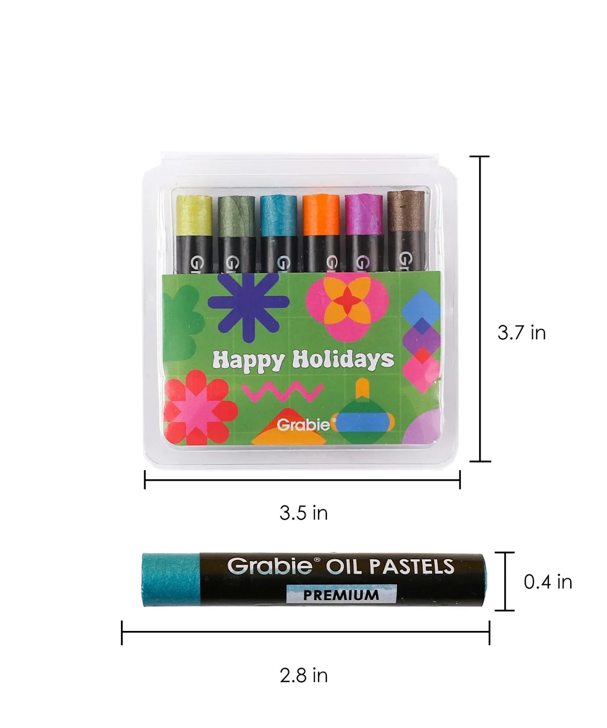 Premium Oil Pastel Set Of 6 in assorted colors with decorative holiday packaging by Grabie art supplies
