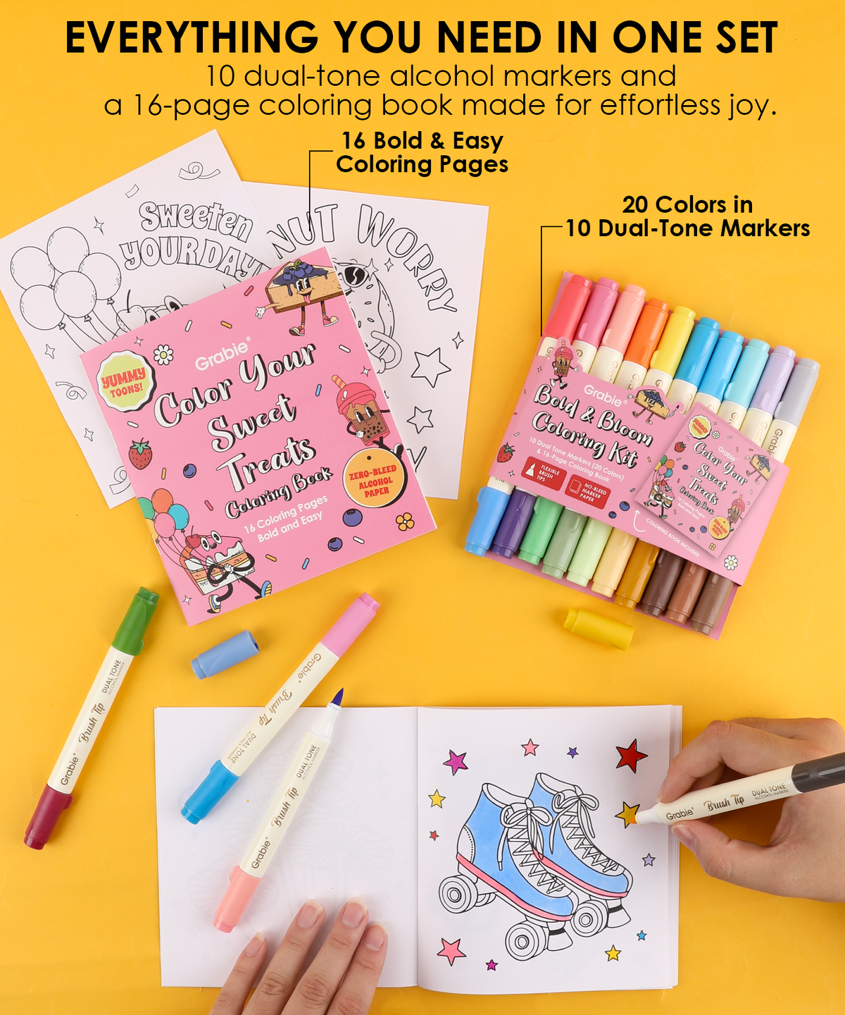 Bold & Bloom Dual Tone Brush Tip Alcohol Marker Coloring Kit