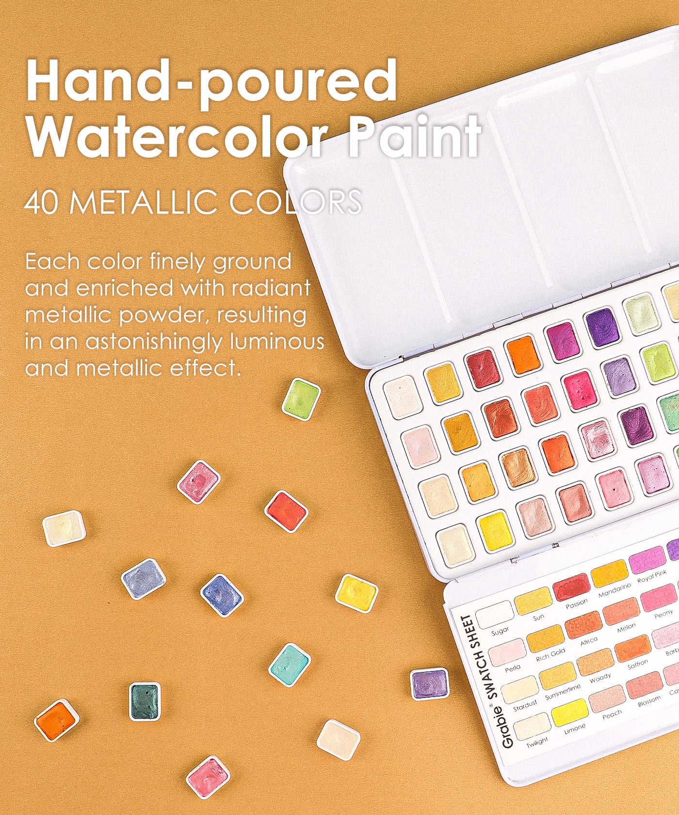 40 Colors Metallic Watercolor Paint Set, Metallic Watercolour