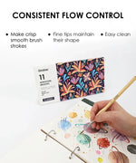 11 Pcs Miniature Detail Paint Brush Set With Natural Wood Handle used for precise watercolor painting in an art journal