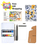 Watercolor 12 Half Pan Travel Set With Calendar Bundle