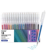 Retractable Glitter Gel Ink Pen Set Of 18 in assorted colors for vibrant scrapbook and art supplies projects