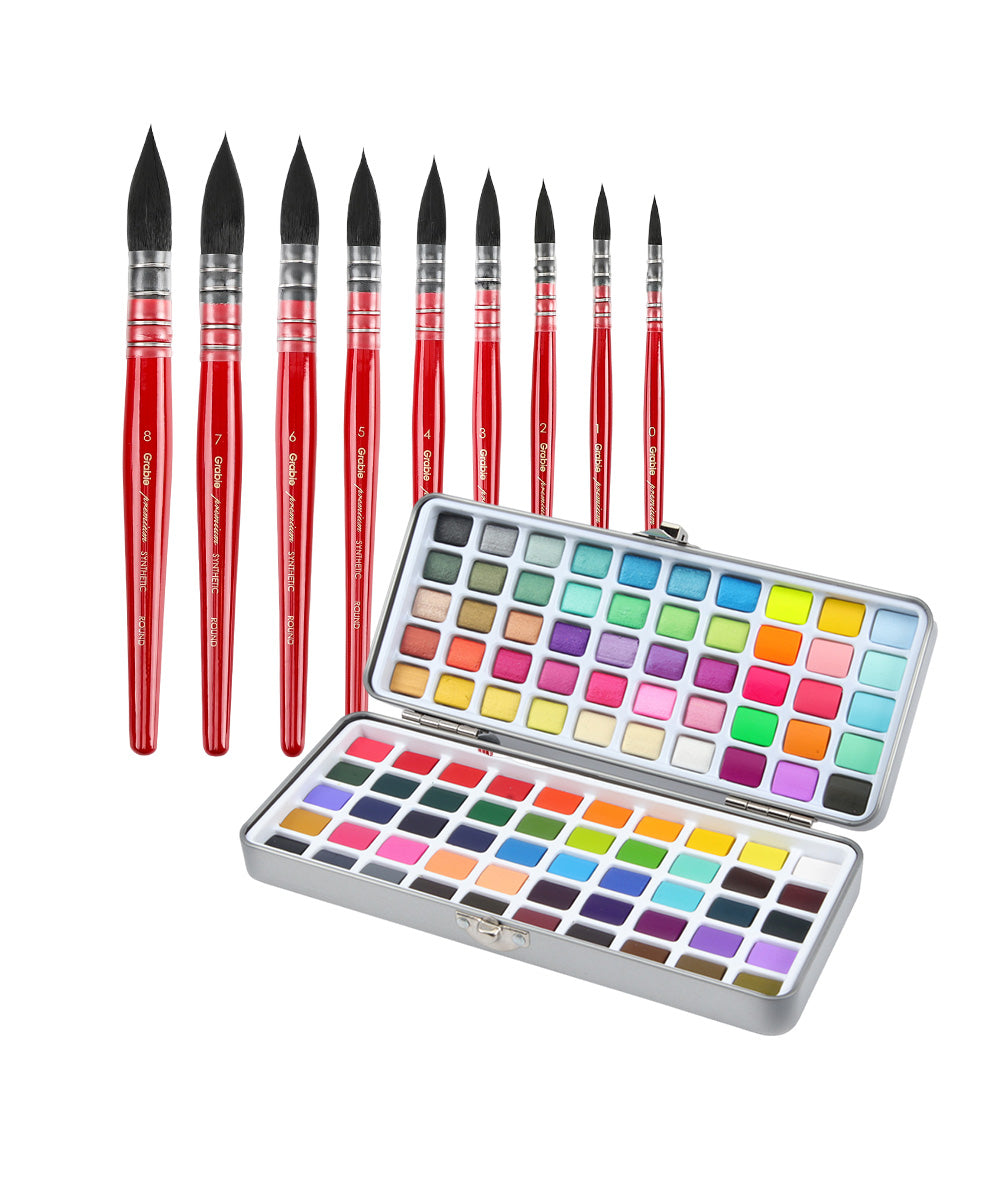 100 Colors Watercolor Paint Set & 11 Pcs Miniature Detail Paint Brushes Set,  Watercolor Art, Watercolor Brush, Easy Watercolor Painting - Grabie®