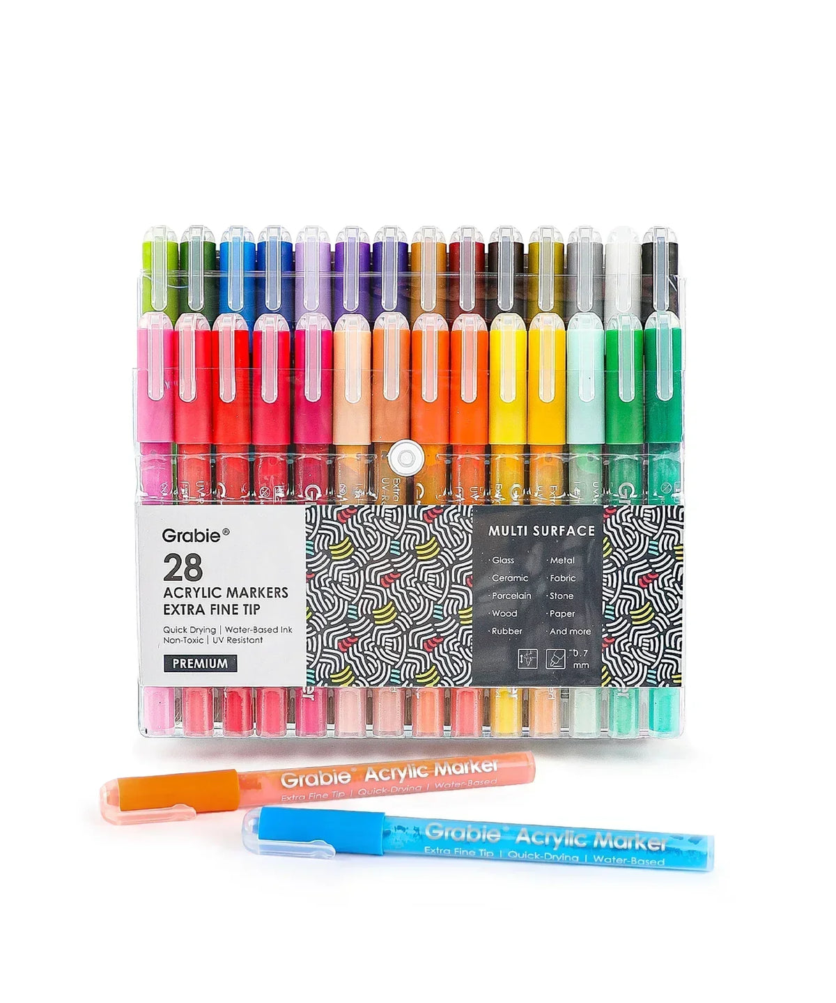 Set of 28 Extra Fine Tip Acrylic Paint Marker Set of 28 in multiple colors for art, scrapbooking, and crafts use