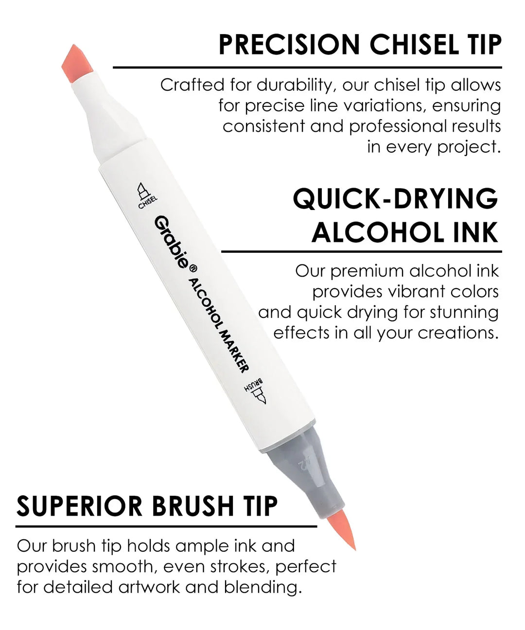 Dual-Tip Skin Tone Alcohol-Based Marker Set of 36 with precision chisel tip and superior brush tip for vibrant art supplies.