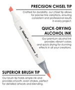 Dual-Tip Skin Tone Alcohol-Based Marker Set of 36 with precision chisel tip and superior brush tip for vibrant art supplies.