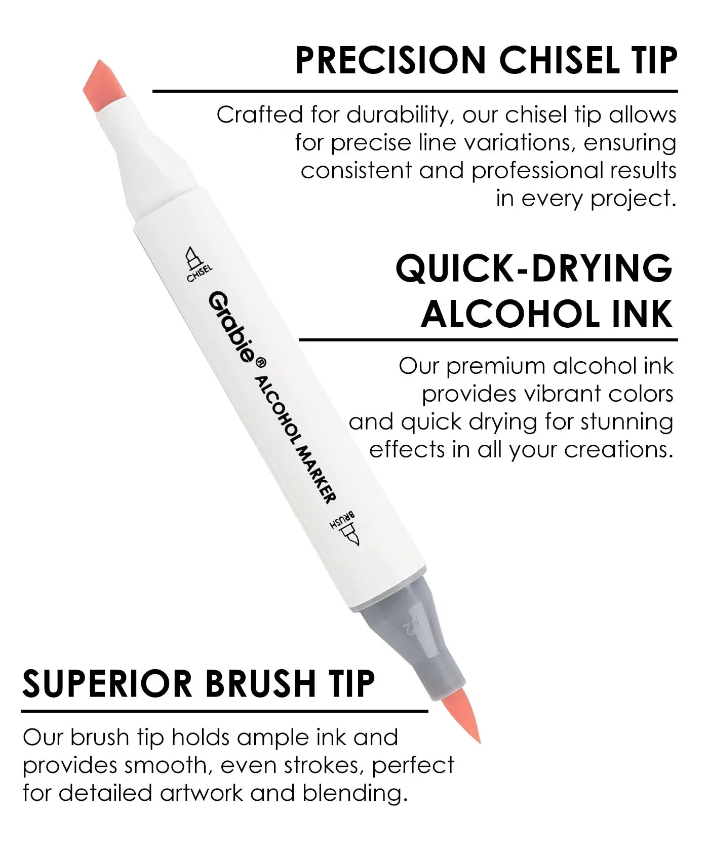 Dual-Tip Skin Tone Alcohol-Based Marker Set of 36 with precision chisel tip and superior brush tip for vibrant art supplies.