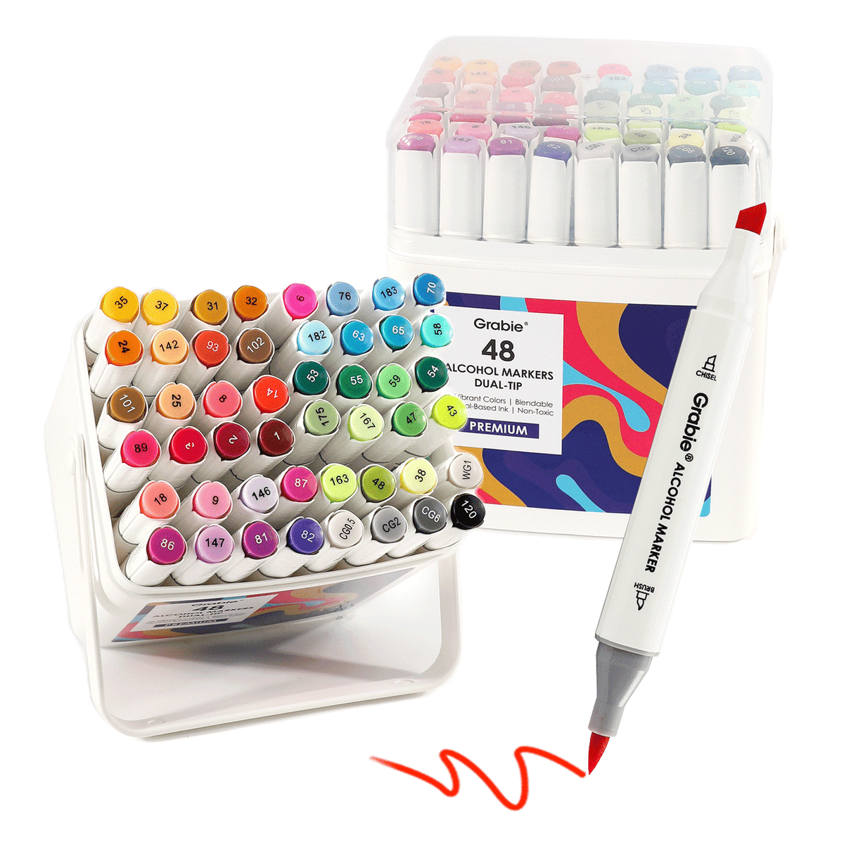 Dual-Tip Alcohol-Based Marker Set Of 48 With Coloring Book – Grabie