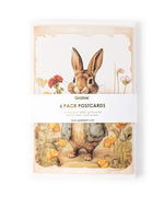 Grabie Exclusive 6 Pack Postcards With 6 Matching Envelopes featuring a rabbit illustration surrounded by flowers