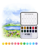 Watercolor Pocket Set Of 12 With Brush - Landscape Colors