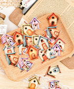 20 Pcs Grabie Exclusive Fairybird House Sticker Set with colorful birdhouse designs for scrapbooking and art supplies.
