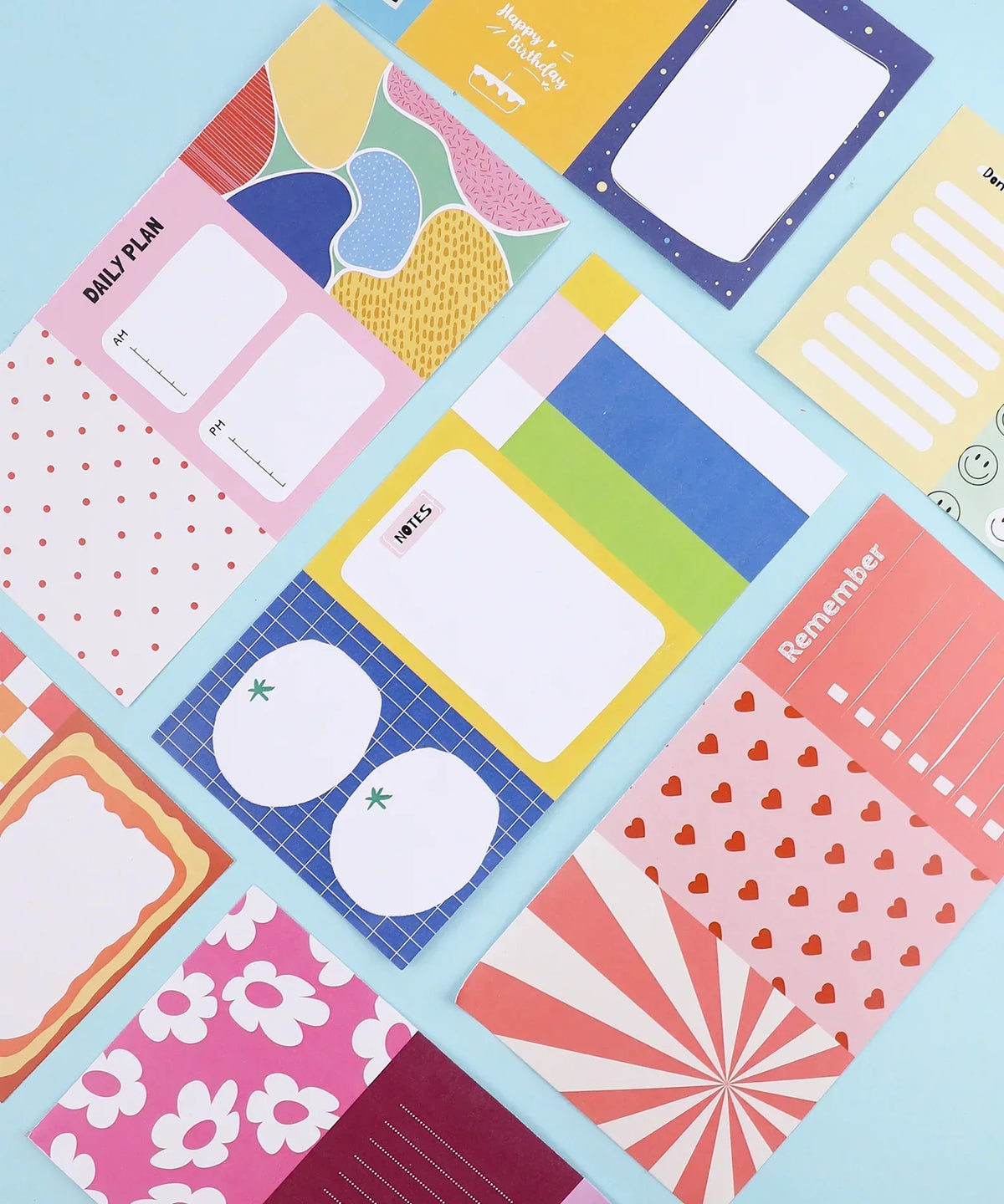 60 Sheets Grabie Exclusive Bundle Of Joy Desktop Notepad Jotter with colorful patterned note sheets and daily planner sections