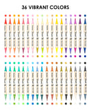 Dual Tone Brush Tip Acrylic Paint Marker Set of 36