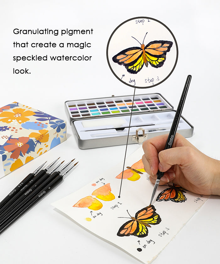 100 Colors Watercolor Paint Set & 11 Pcs Miniature Detail Paint Brushes Set,  Watercolor Art, Watercolor Brush, Easy Watercolor Painting - Grabie®