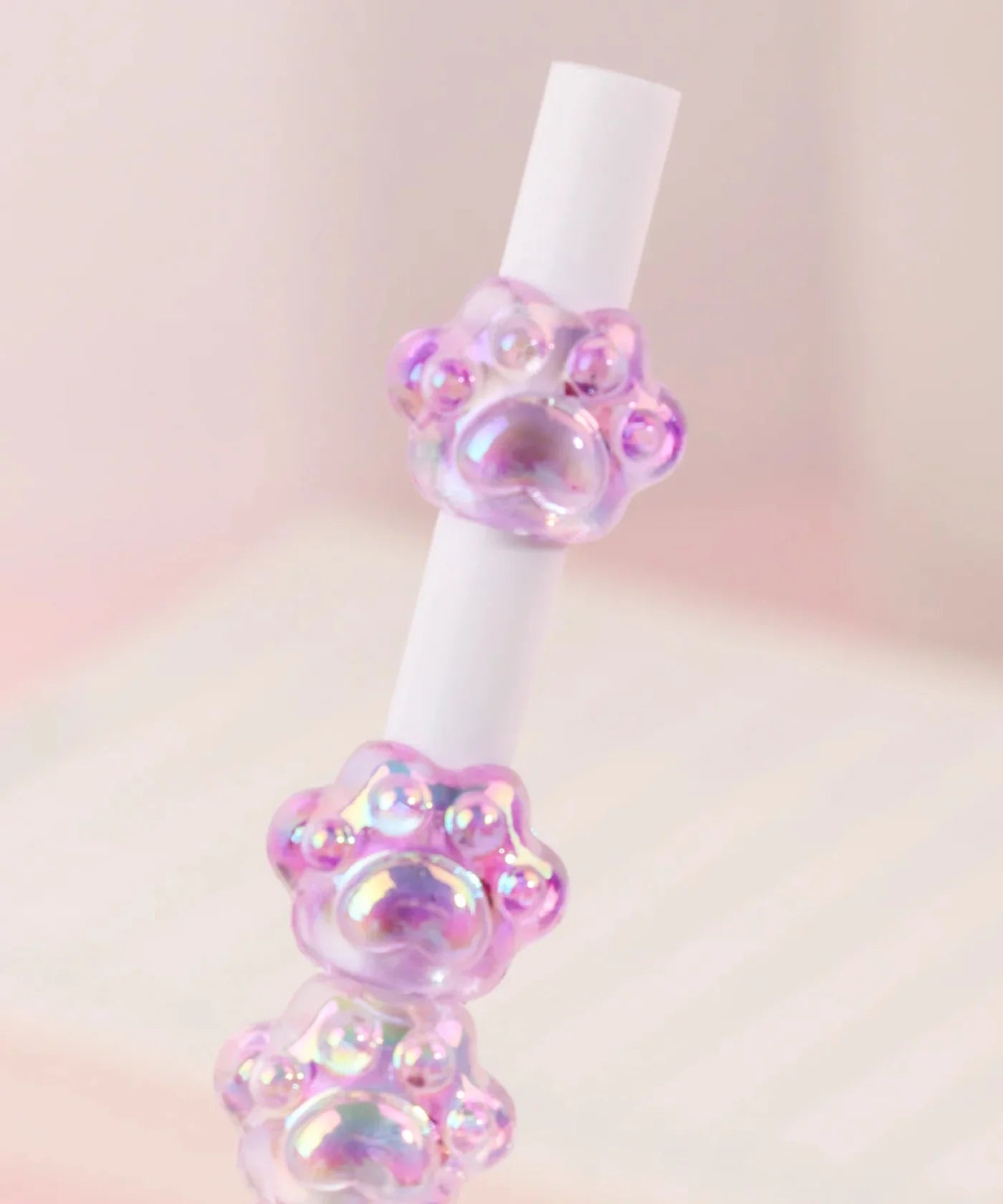 Crystal Lucky Cat Claw Bead String Pen