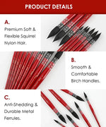 Watercolor Paint Brush Favorites Bundle with soft squirrel nylon hair, birch handles, and durable metal ferrules for art supplies.