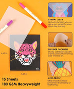 Trace & Color Drawing Kit with heavyweight transparent sheets, vibrant markers, and clear, bleed-proof tracing paper.