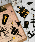 50 Pcs Grabie Exclusive Such a Fright Sticker Set with spooky Halloween-themed designs on a vintage paper background