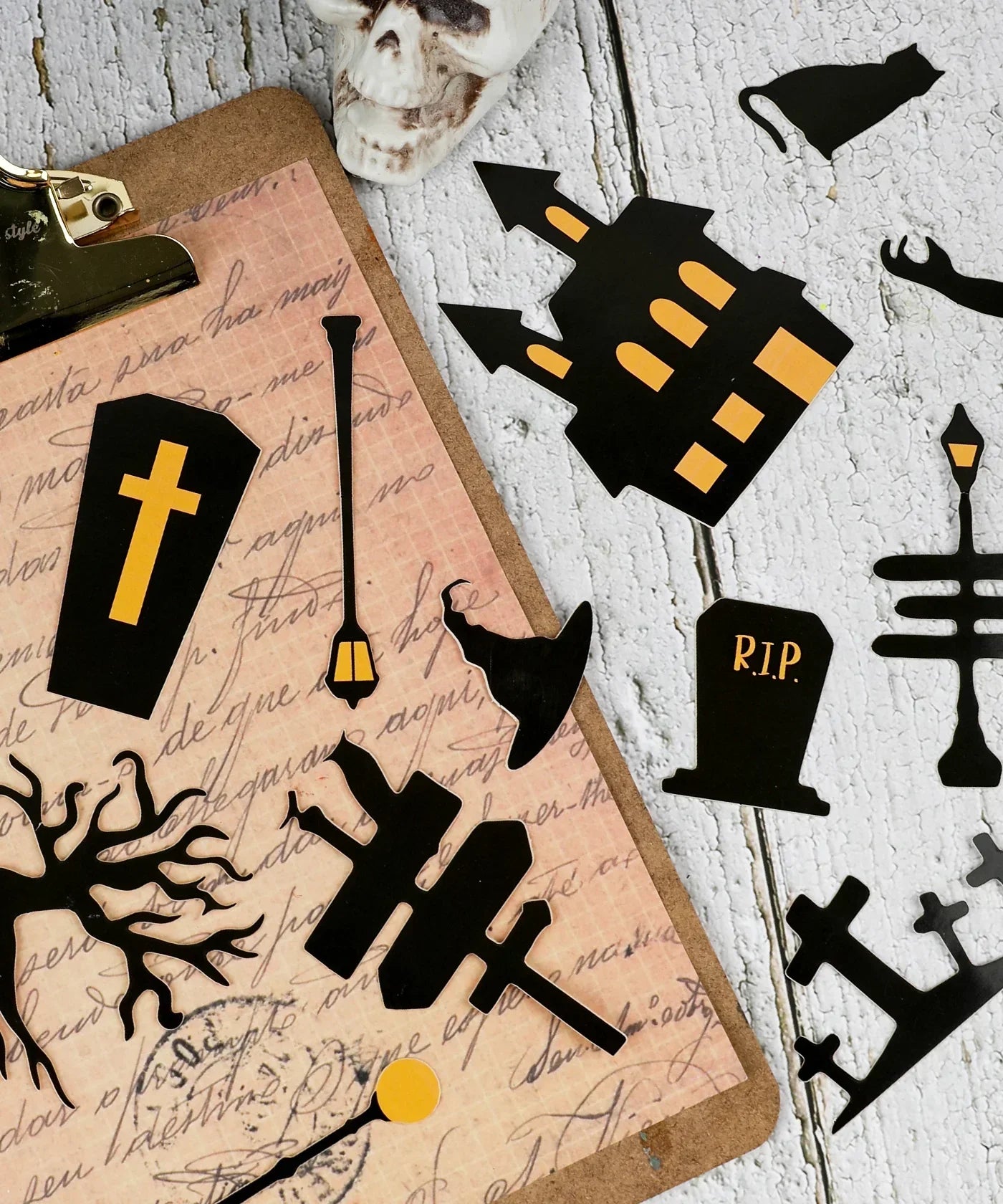 50 Pcs Grabie Exclusive Such a Fright Sticker Set with spooky Halloween-themed designs on a vintage paper background