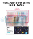 Capped Glitter Gel Ink Pen Set Of 42