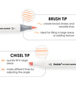 Dual-Tip Skin Tone Alcohol-Based Marker Set of 36 with brush tip for broad strokes and chisel tip for versatile lines and large areas