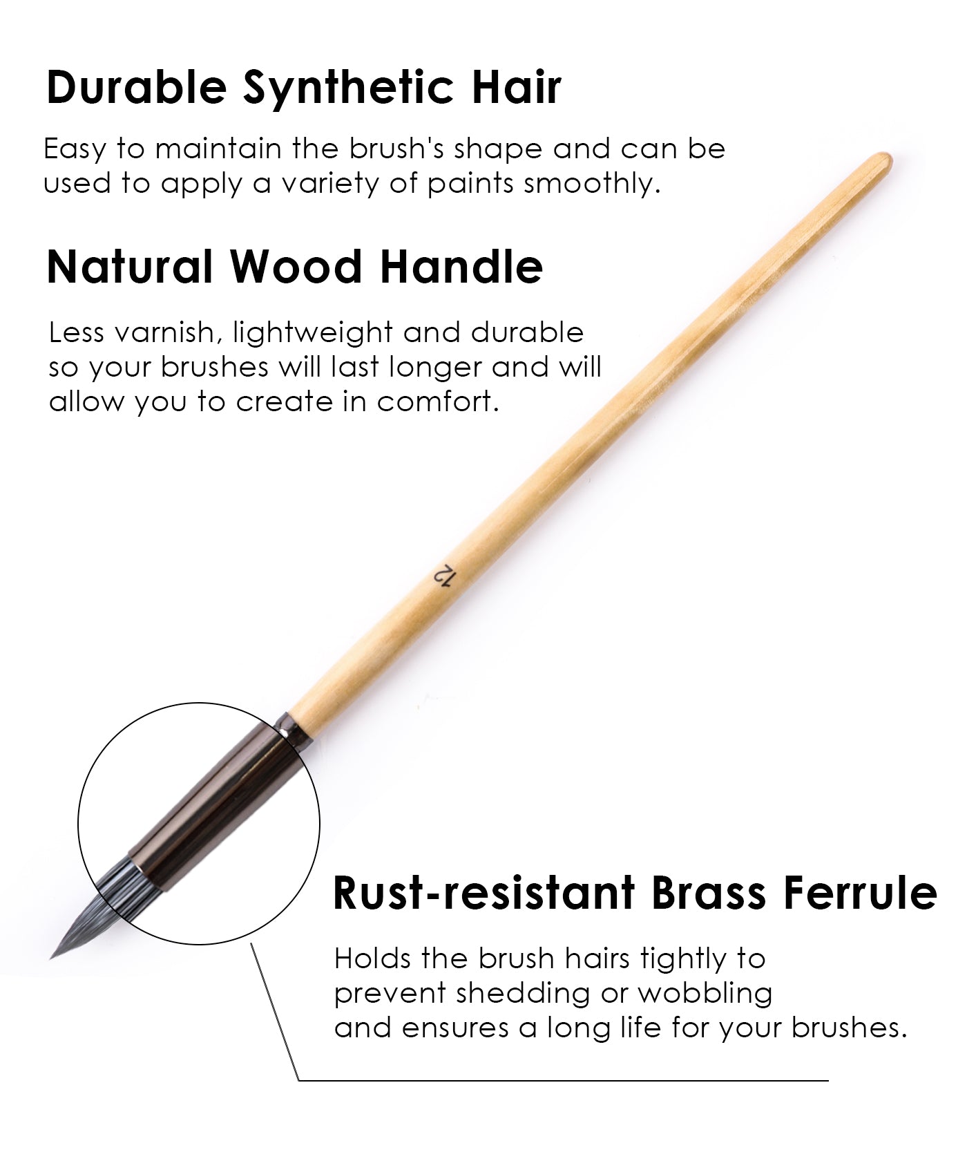 Fine Point Paint Brush with Bamboo Handle