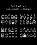 40 Pcs Bottles and Jars Die Cut Shapes