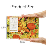 Hands holding a 15 Sheets 140LB Autumn-Themed Watercolor Coloring Book with fall leaves design cover