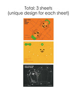 3 Sheets Grabie Exclusive Halloween DIY Kit showing three unique Halloween haunted house craft designs on sheets