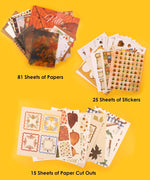 200+ Pages Autumn Palette Collage Activity Book For Faire with 81 papers, 25 sticker sheets, and 15 paper cutouts