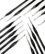 15 Pcs Miniature Detail Brush Set with fine tips and sleek black handles for precise watercolor and art supplies use