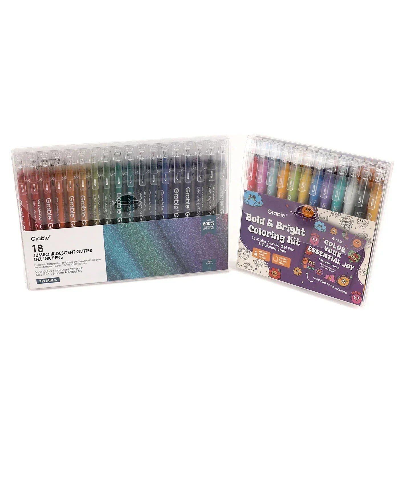 Jumbo Iridescent Glitter Gel Ink Pen Set With Bold & Bright Coloring Essential Kit with colorful gel ink pens for art and scrapbook projects