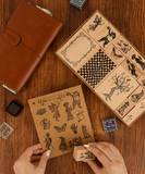The Woodland Tea Party Vintage Engraving Wooden Stamps Set (16 Pieces)