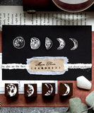 29 Pcs Moon Phase Wooden Rubber Stamp Set