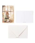 Grabie Exclusive 6 Pack Postcards With 6 Matching Envelopes featuring a watercolor rabbit illustration and blank postcard backs