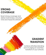 Premium Oil Pastel Set Of 6 showing bold yellow and orange strokes with smooth blending and strong color coverage.