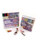 Retro Charm Meets Bold Color Bundle with markers, coloring kit, and craft charms for creative art projects and scrapbooking.