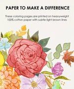 15 Sheets 140LB Autumn-Themed Watercolor Coloring Book showing heavyweight cotton paper and watercolor floral artwork