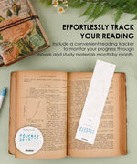 The Watercolor Beginner‘s Bundle showing a floral bookmark and reading tracker with art supplies on a book background