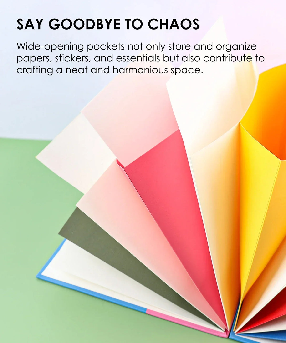 Grabie Sort It Out Accordion File Folder with colorful wide-opening pockets for organizing papers and craft supplies neatly
