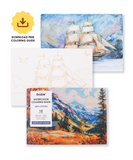 15 Sheets 140LB Landscape-Themed Watercolor Coloring Book