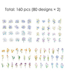 160 Pcs Flower Letter Sticker Set